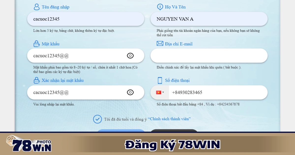 Đăng Ký 78WIN – Bắt Đầu Hành Trình Chiến Thắng Dễ Dàng 3 Điều kiện & yêu cầu để đăng ký 78WIN hợp lệ